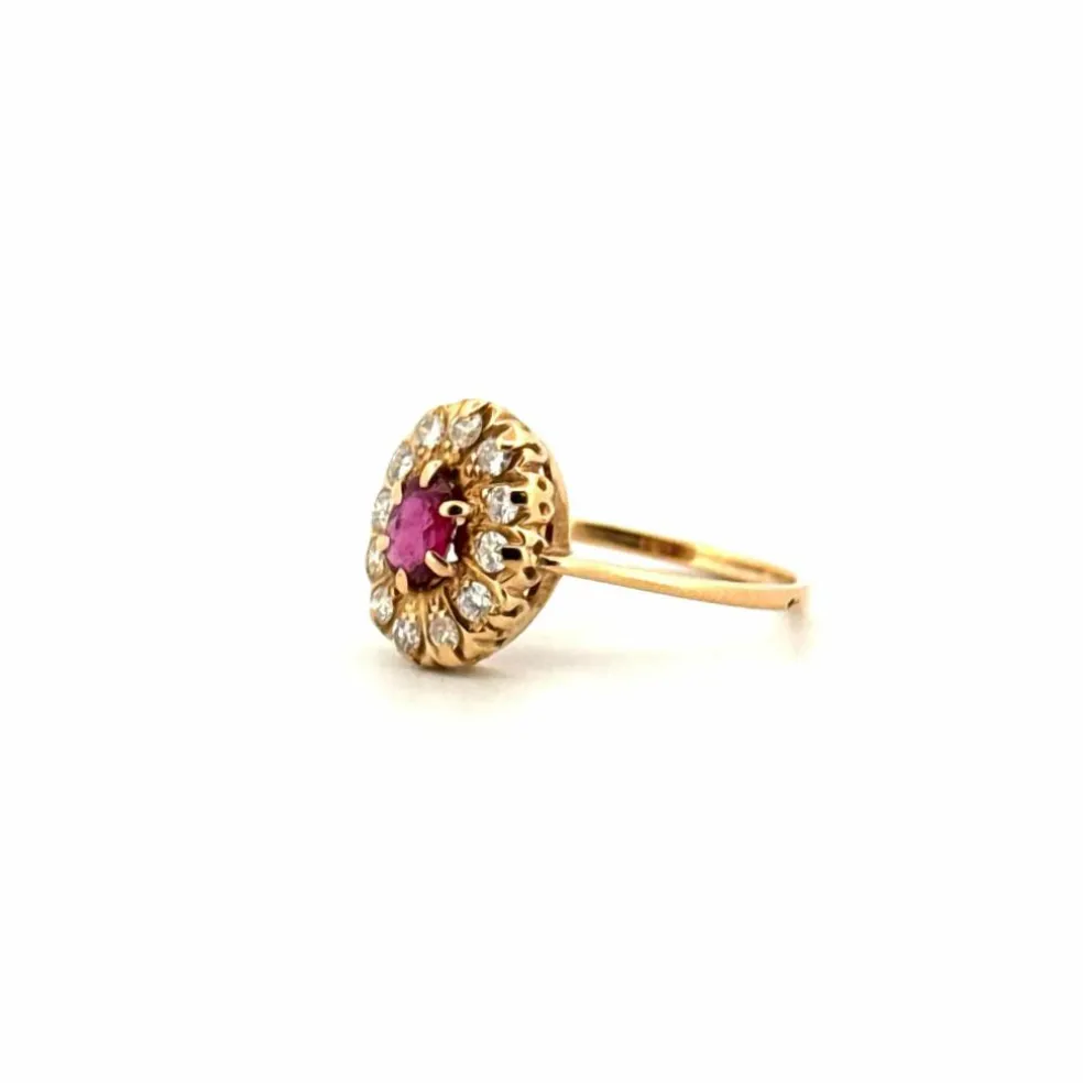 Bague Pompadour Or Jaune Spinelle Diamants