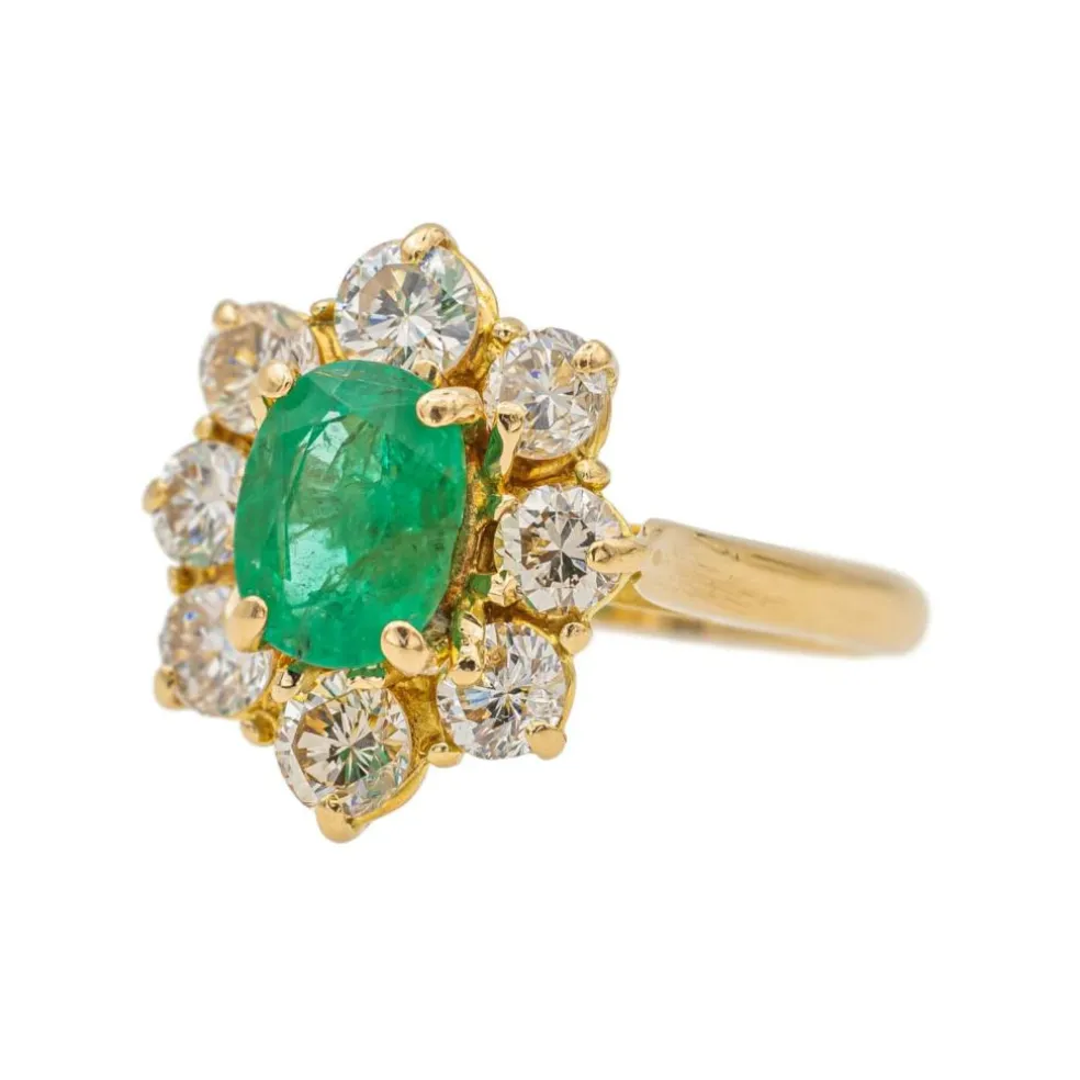 Bague Pompadour Or jaune Emeraude