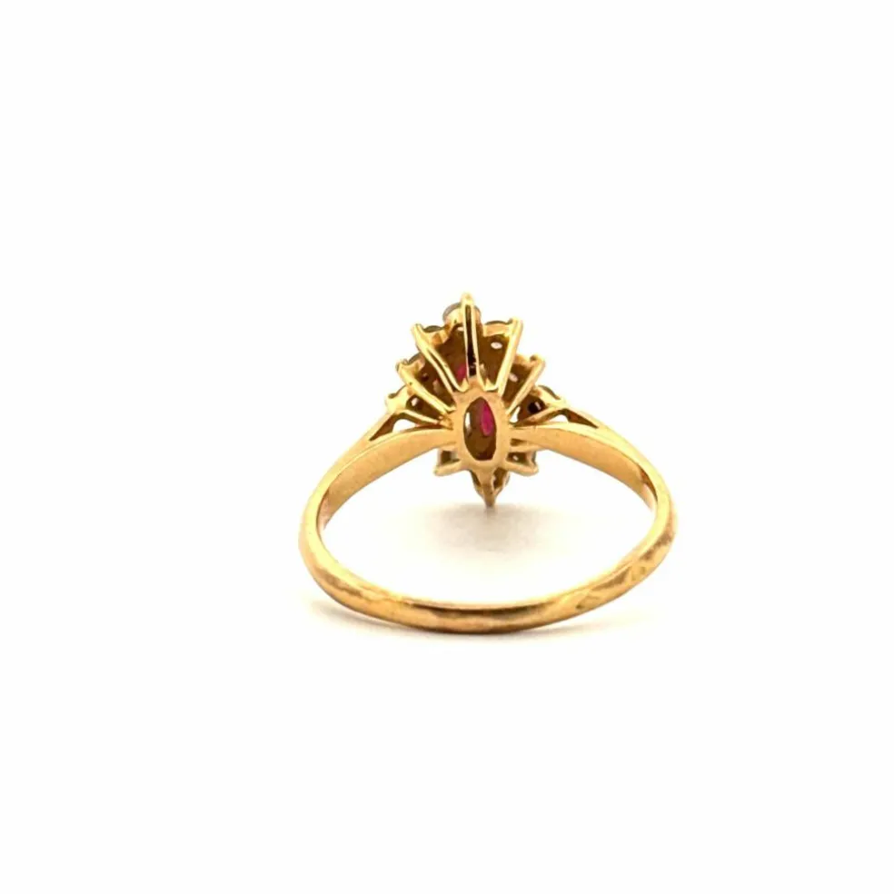 Bague Pompadour or jaune rubis diamants