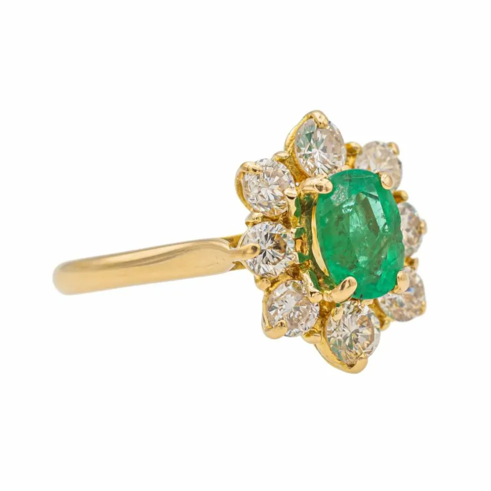 Bague Pompadour Or jaune Emeraude
