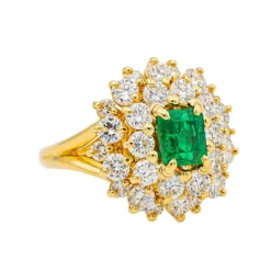 Bague Pompadour Or jaune Emeraude, Diamant