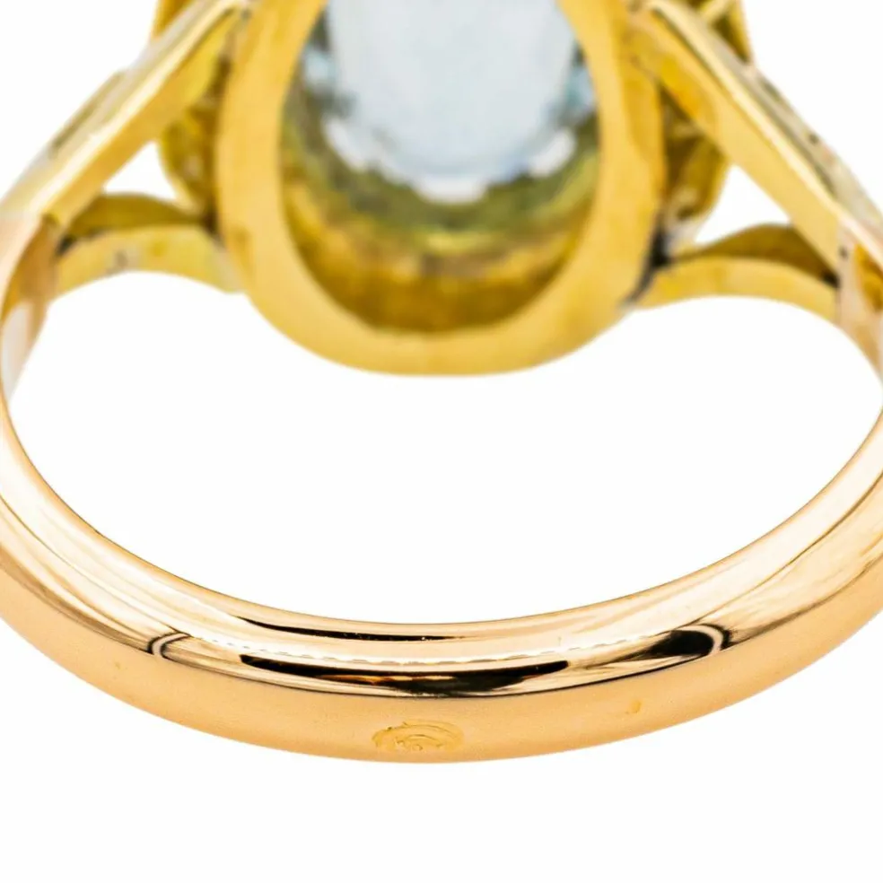 Bague Pompadour Or jaune Aigue marine, Diamant