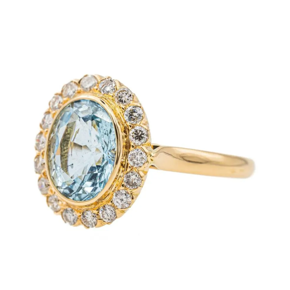 Bague Pompadour Or rose Aigue Marine