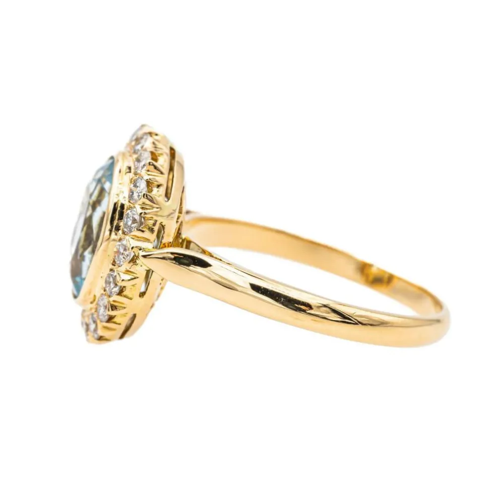 Bague Pompadour Or rose Aigue Marine