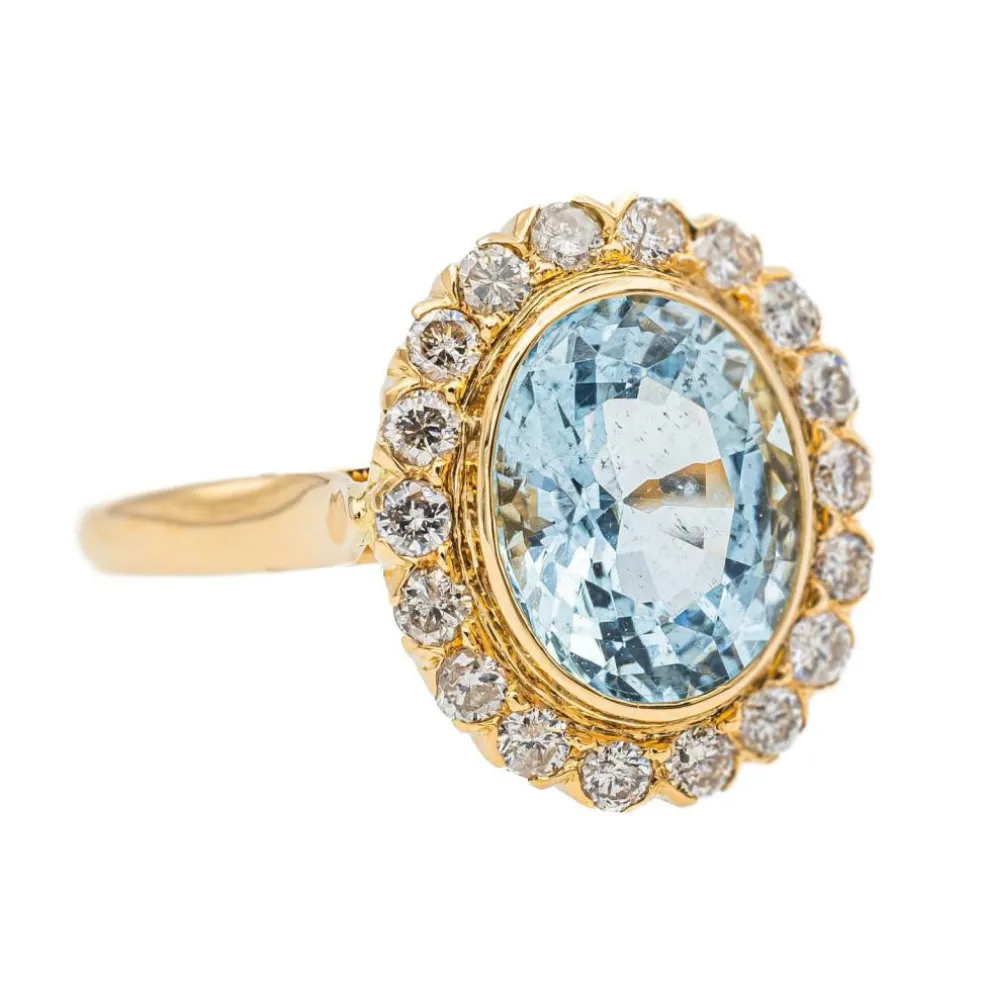 Bague Pompadour Or rose Aigue Marine