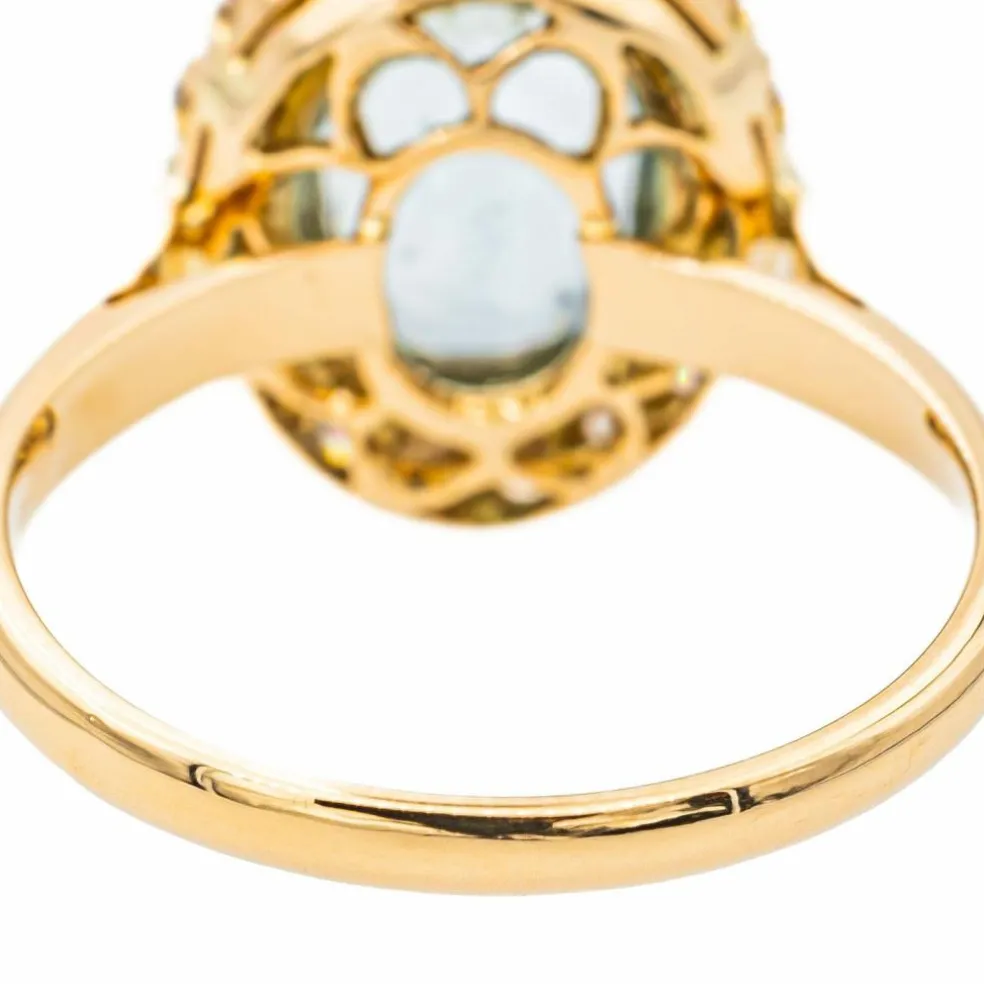 Bague Pompadour Or rose Aigue Marine