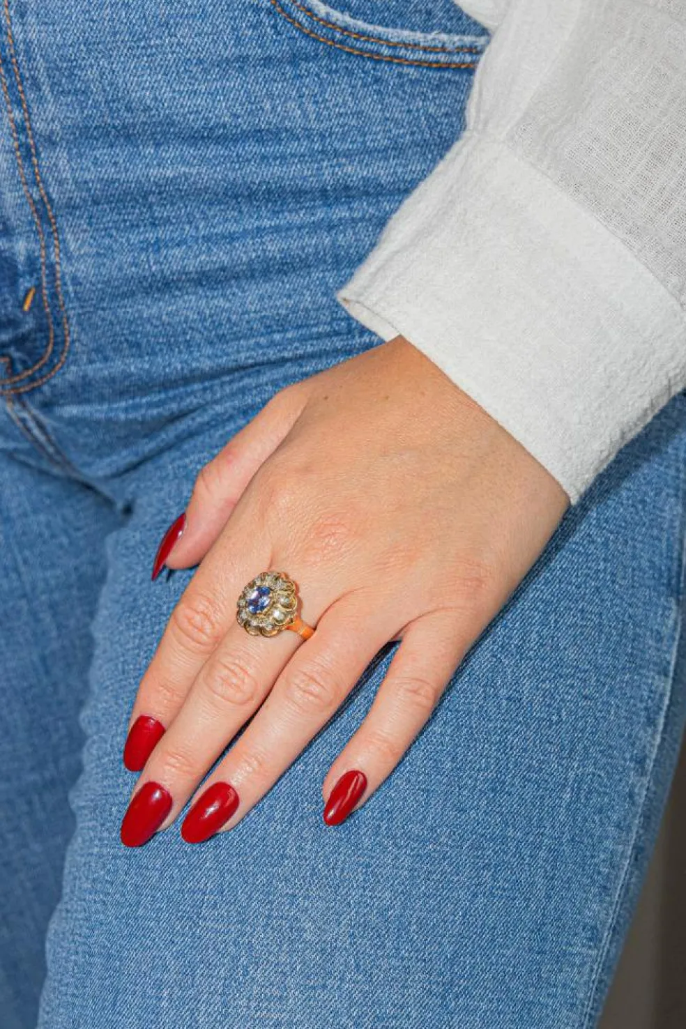 Bague Pompadour Or rose Saphir