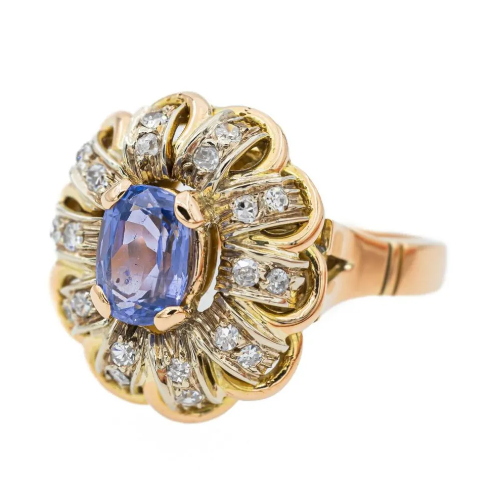 Bague Pompadour Or rose Saphir