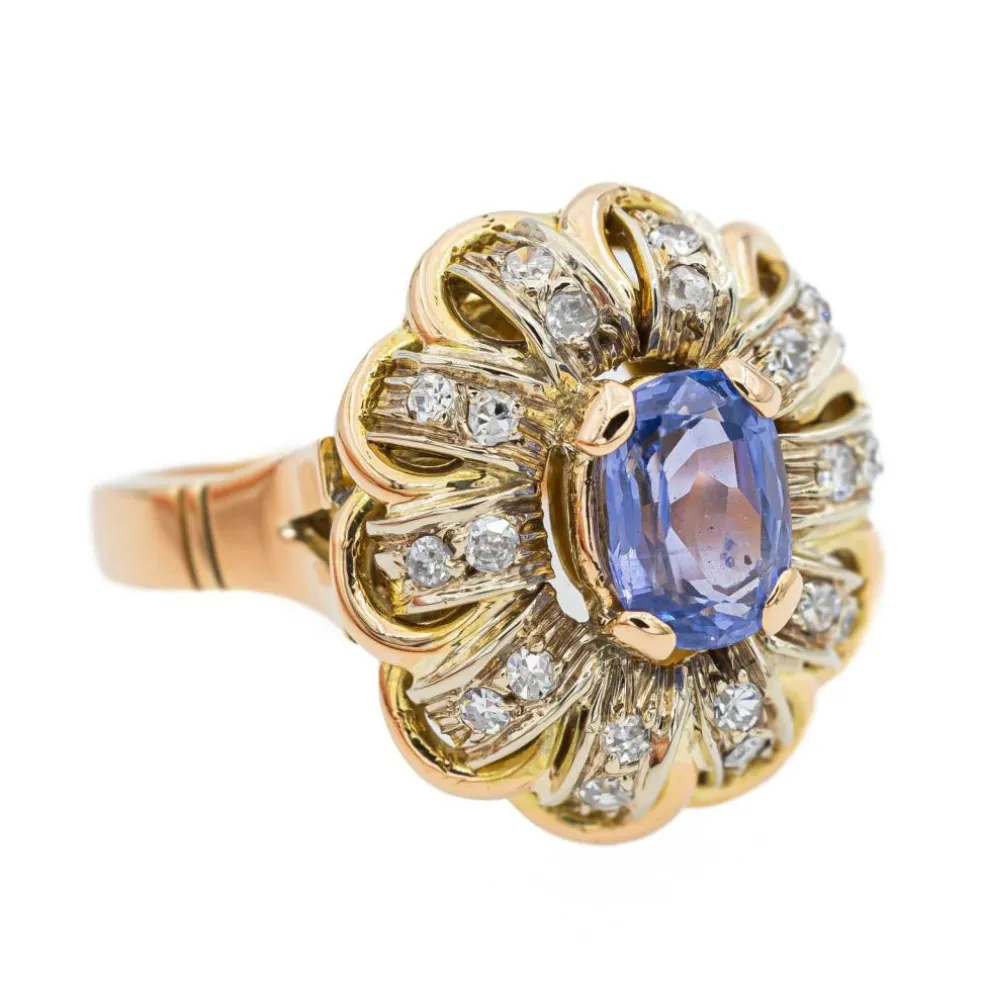 Bague Pompadour Or rose Saphir