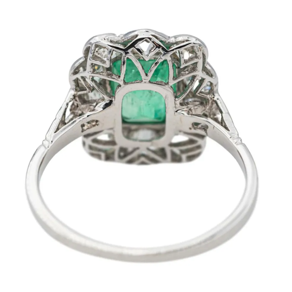 Bague Pompadour Platine Emeraude, Diamant