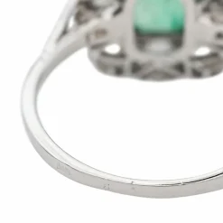 Bague Pompadour Platine Emeraude, Diamant
