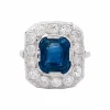 Bague "Pompadour" platine, or blanc, saphir, diamants.