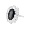 Bague pompadour platine, saphir et diamants