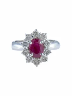 Bague Pompadour Rubis Diamants