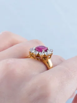 Bague Pompadour Rubis Diamants