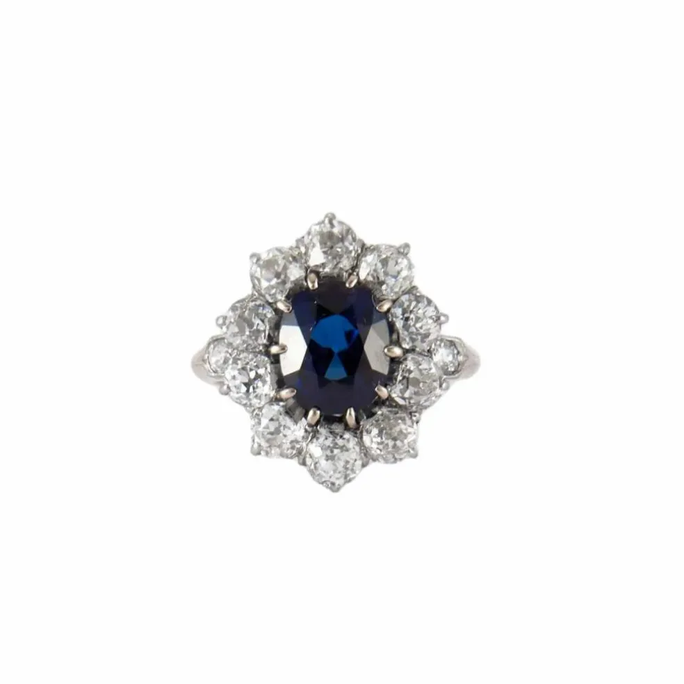 BAGUE POMPADOUR SAPHIR & DIAMANTS