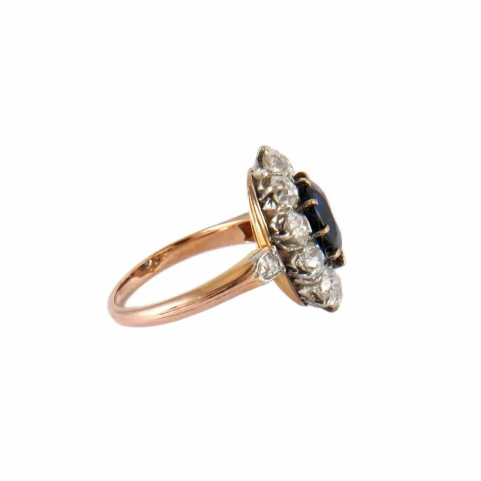 BAGUE POMPADOUR SAPHIR & DIAMANTS