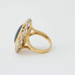 Bague Pompadour Saphir Cabochon et Diamants