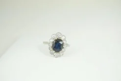 Bague pompadour saphir diamants Art Déco