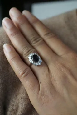 Bague pompadour saphir diamants Art Déco