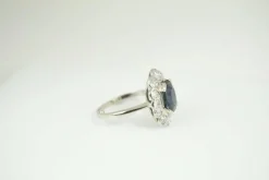 Bague pompadour saphir diamants Art Déco