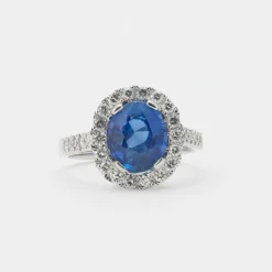 Bague pompadour saphir et diamants