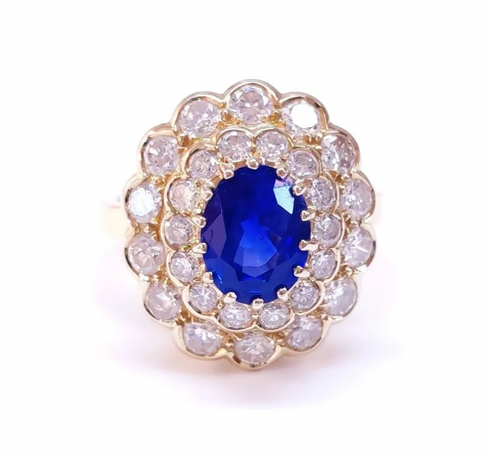 Bague pompadour saphir et diamants