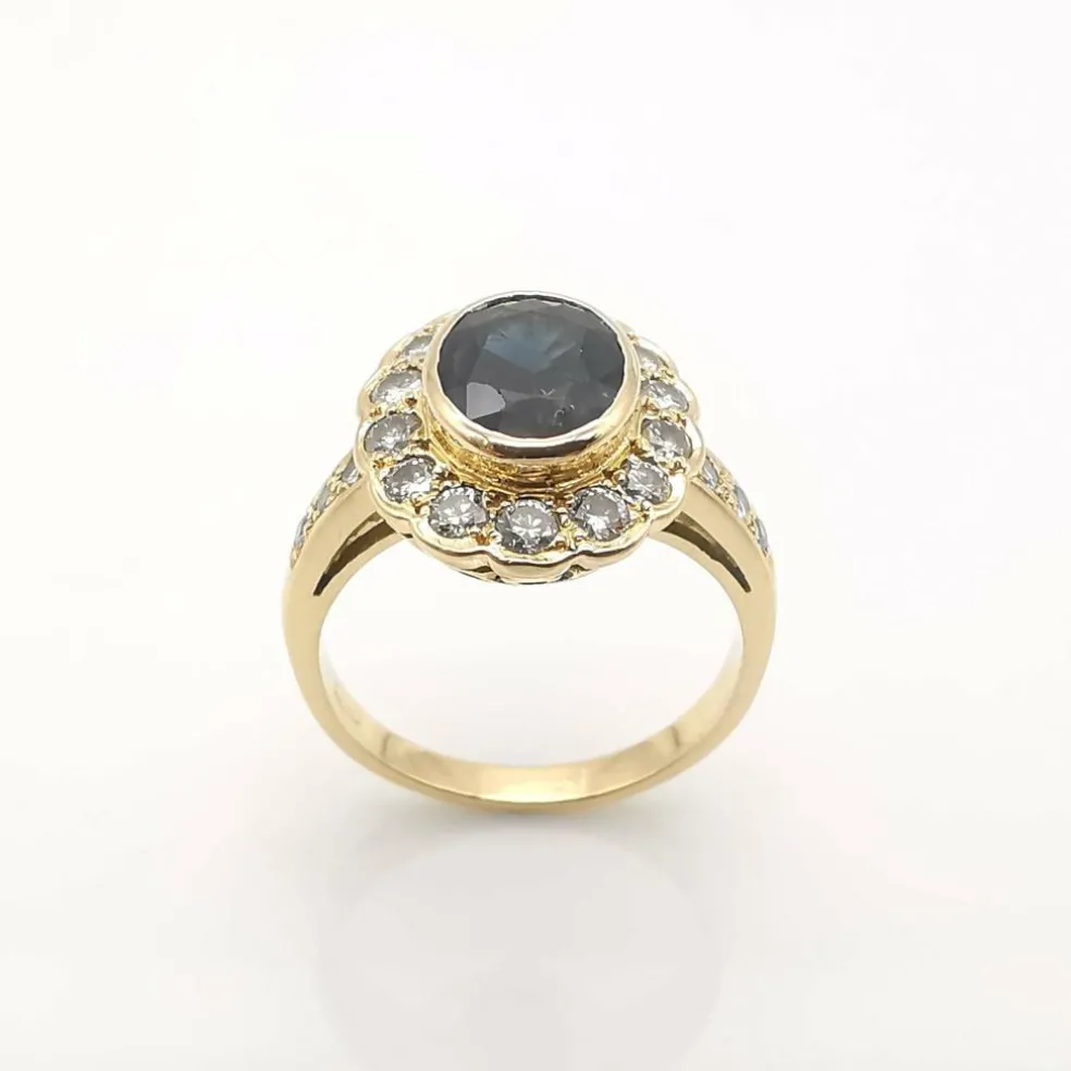 Bague pompadour saphir et diamants