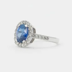 Bague pompadour saphir et diamants