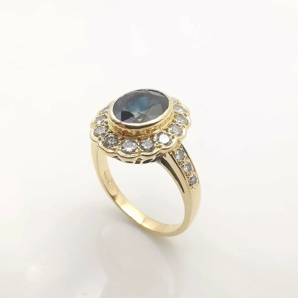 Bague pompadour saphir et diamants