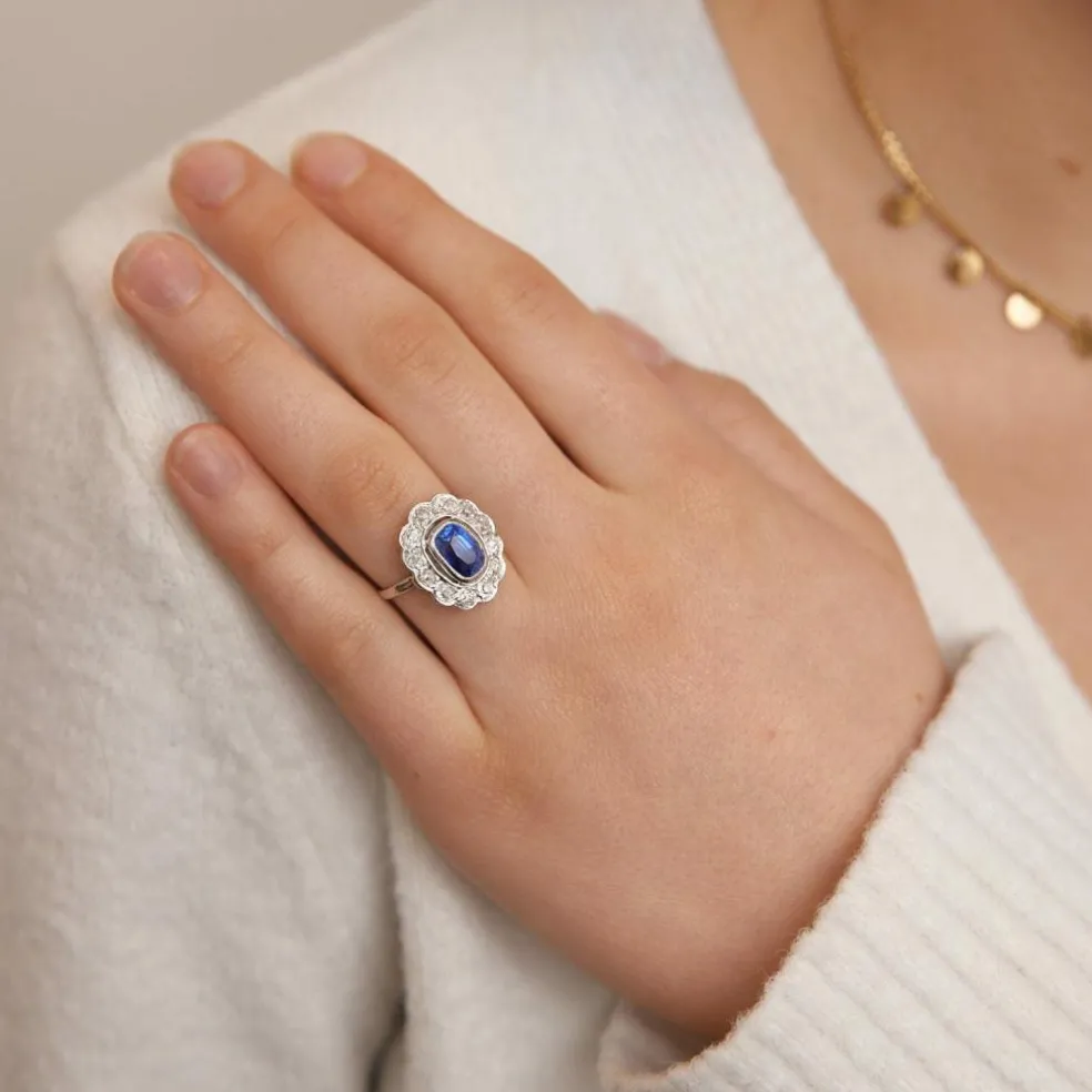 Bague Pompadour Saphir et Diamants