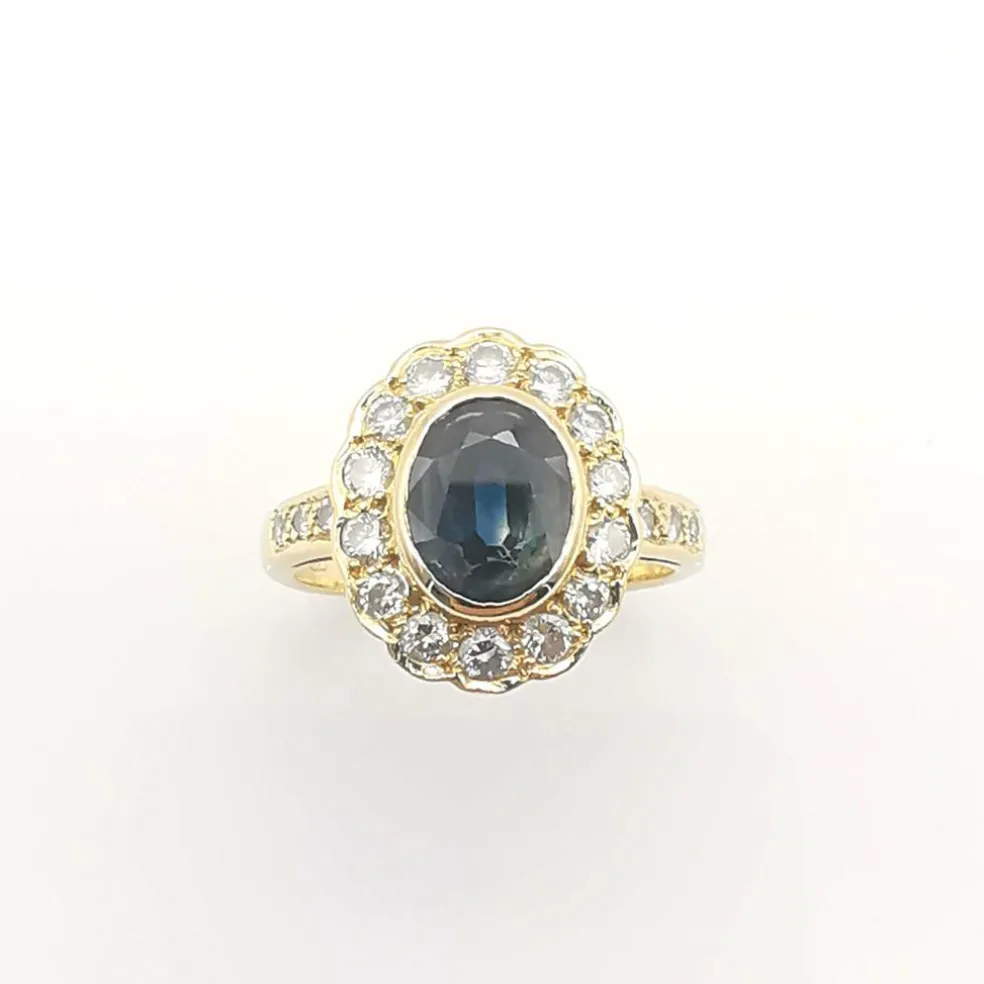 Bague pompadour saphir et diamants