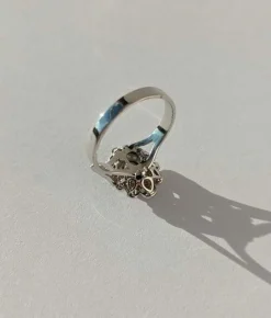 Bague Pompadour saphir vert diamants