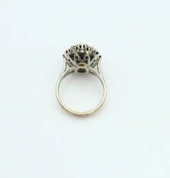 Bague pompadour vintage or, saphir et diamant