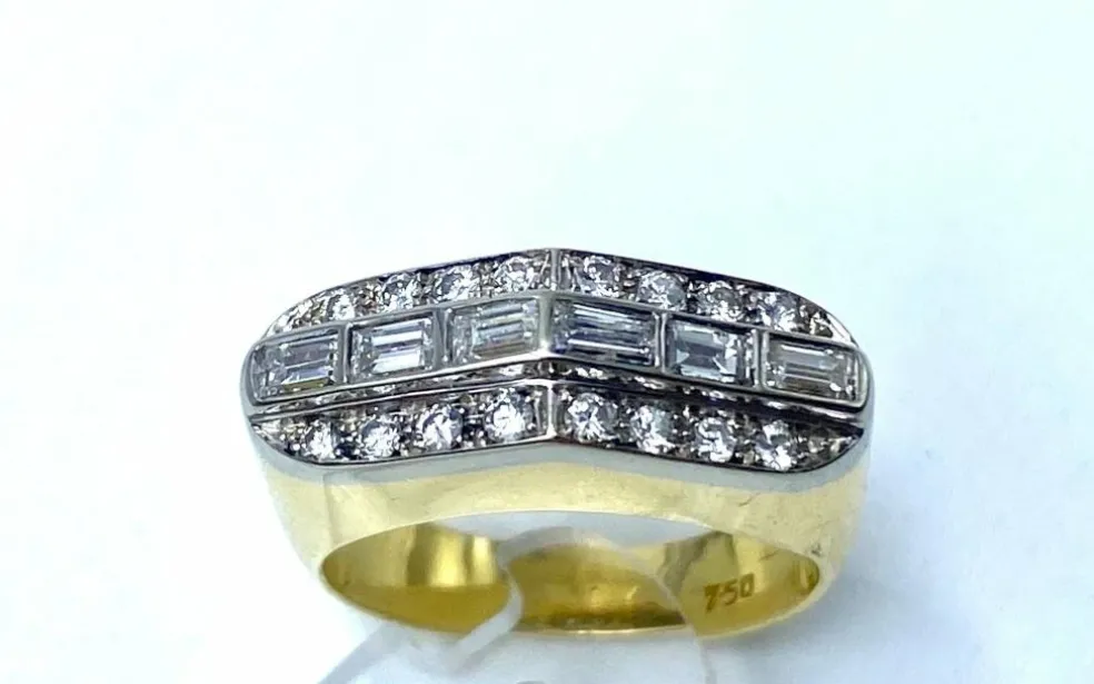Bague "pont" 2 Ors Diamant