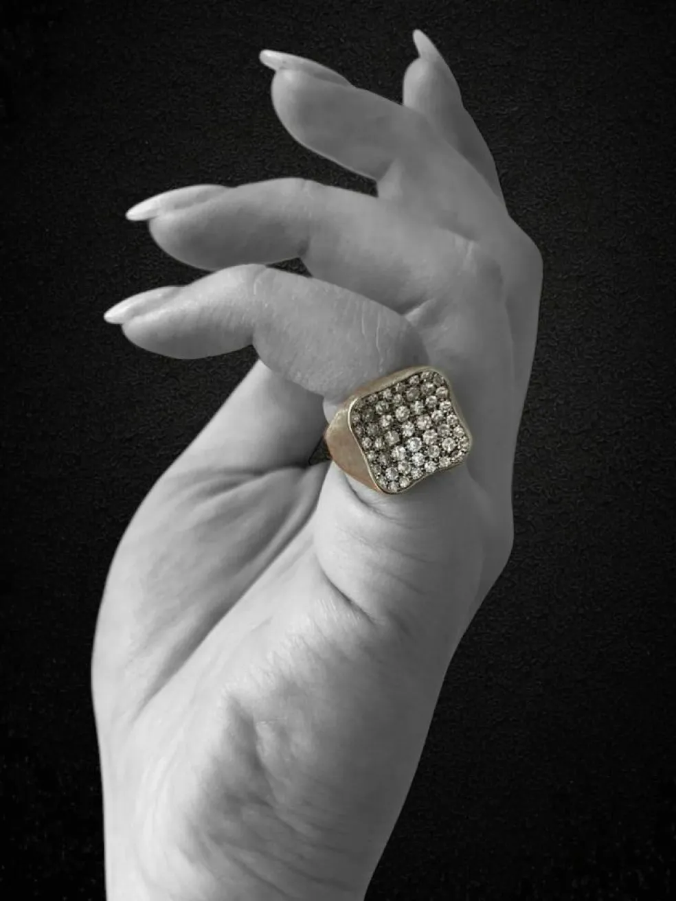 Bague pour petit doigt avec diamants, années 60