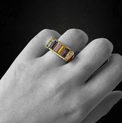 Bague Premier avec pierres multicolores