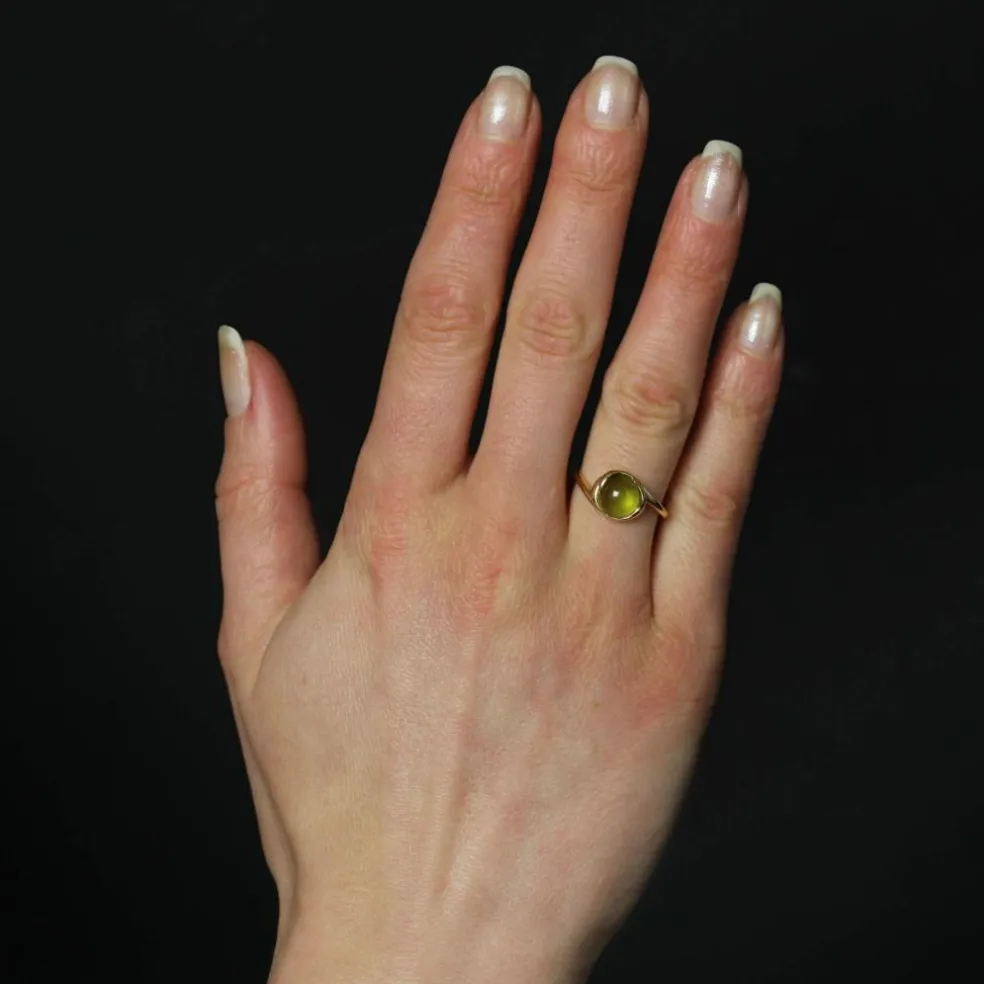 Bague péridot cabochon or jaune