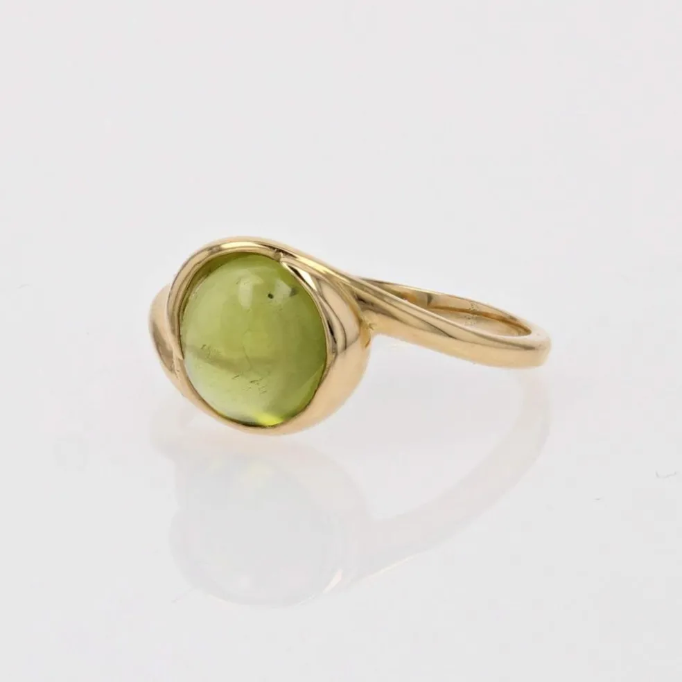 Bague péridot cabochon or jaune