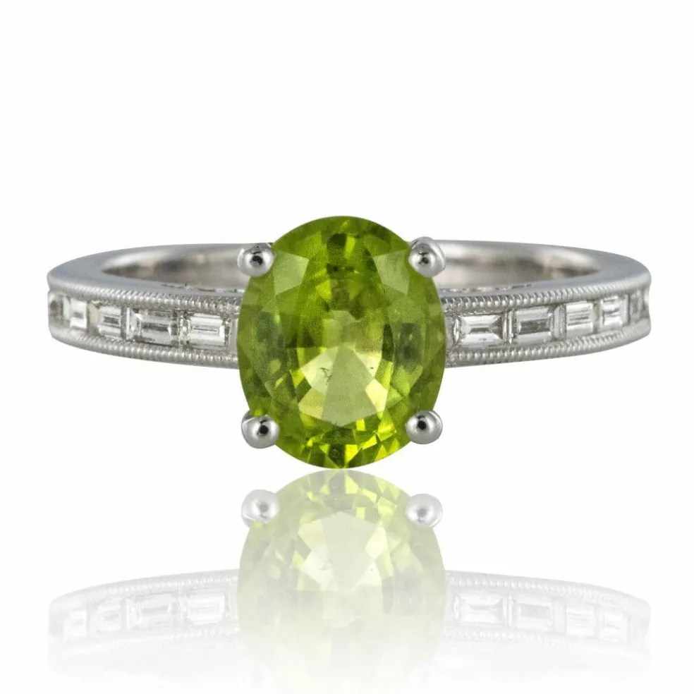 Bague péridot et diamants