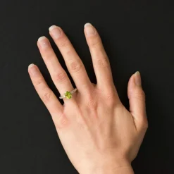 Bague péridot et diamants