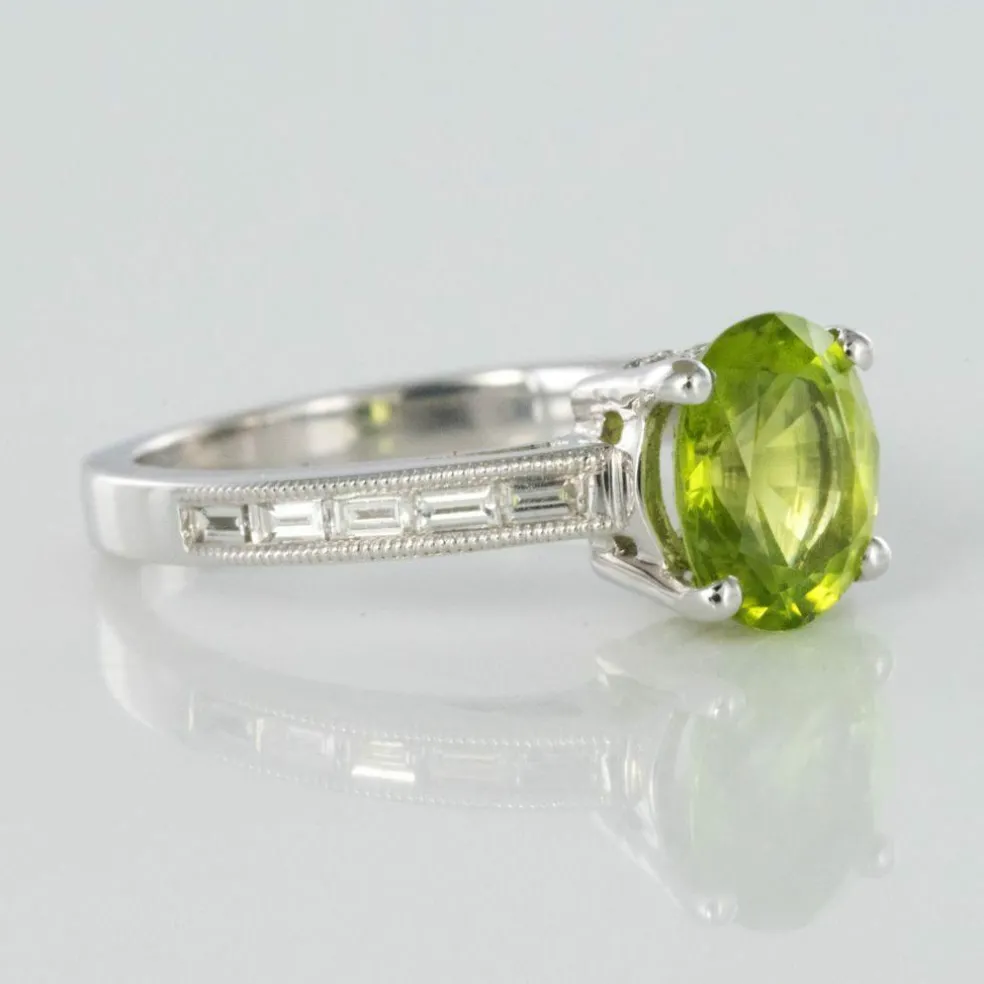 Bague péridot et diamants
