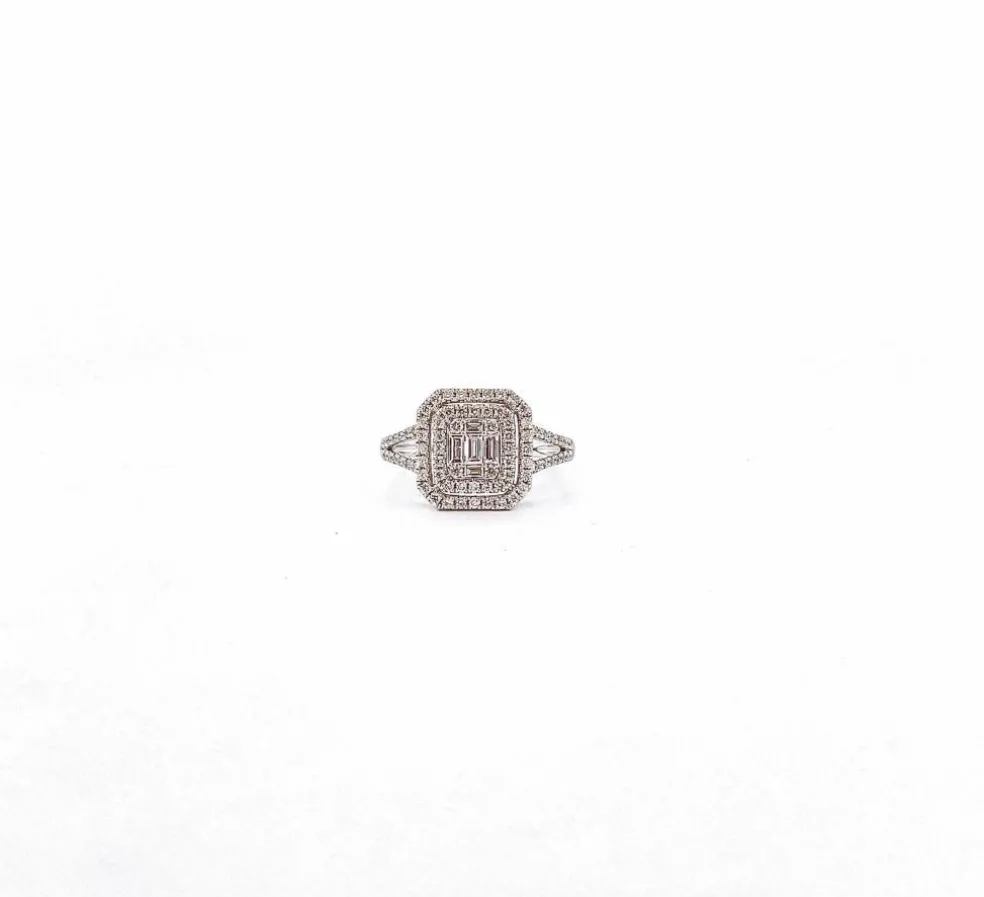 Bague Princesse or blanc diamants