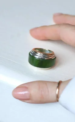 Bague puiforcat par andré vassort jade sur or jaune et argent