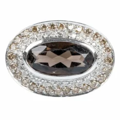 Bague Quartz fumé Diamants