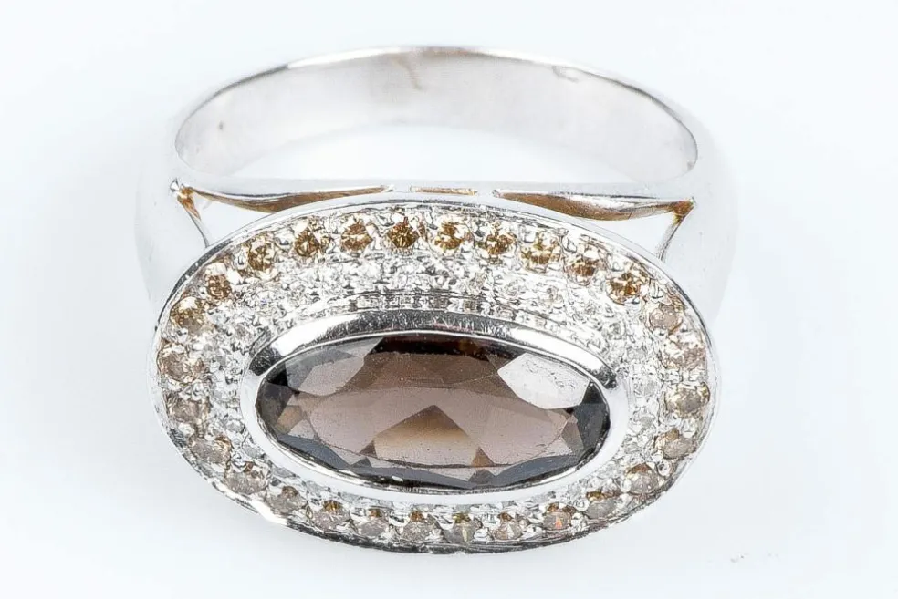 Bague Quartz fumé Diamants