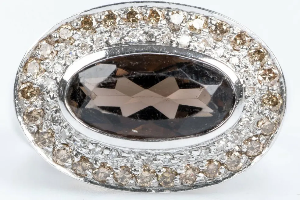 Bague Quartz fumé Diamants