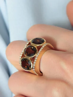 Bague Quartz fumé et Diamants