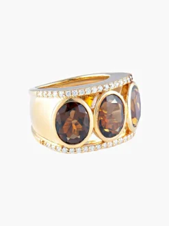 Bague Quartz fumé et Diamants