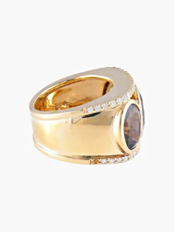 Bague Quartz fumé et Diamants
